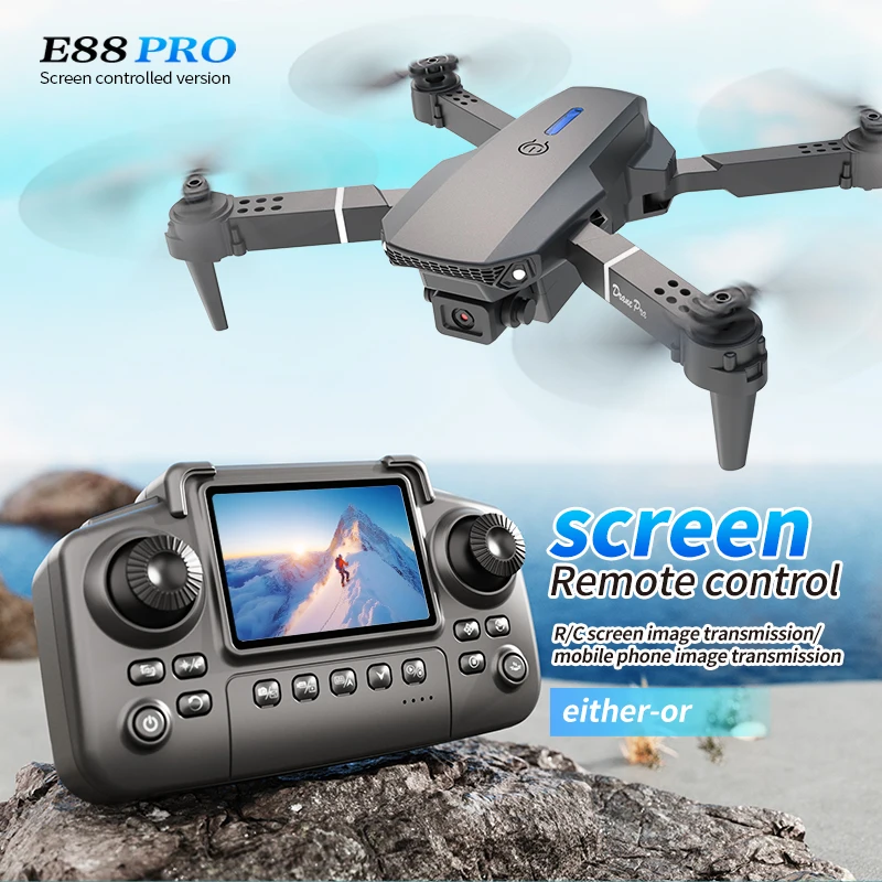 Rc Helicopter Electric - Profesyonel E88 PRO Drone, Ekranlı 8K